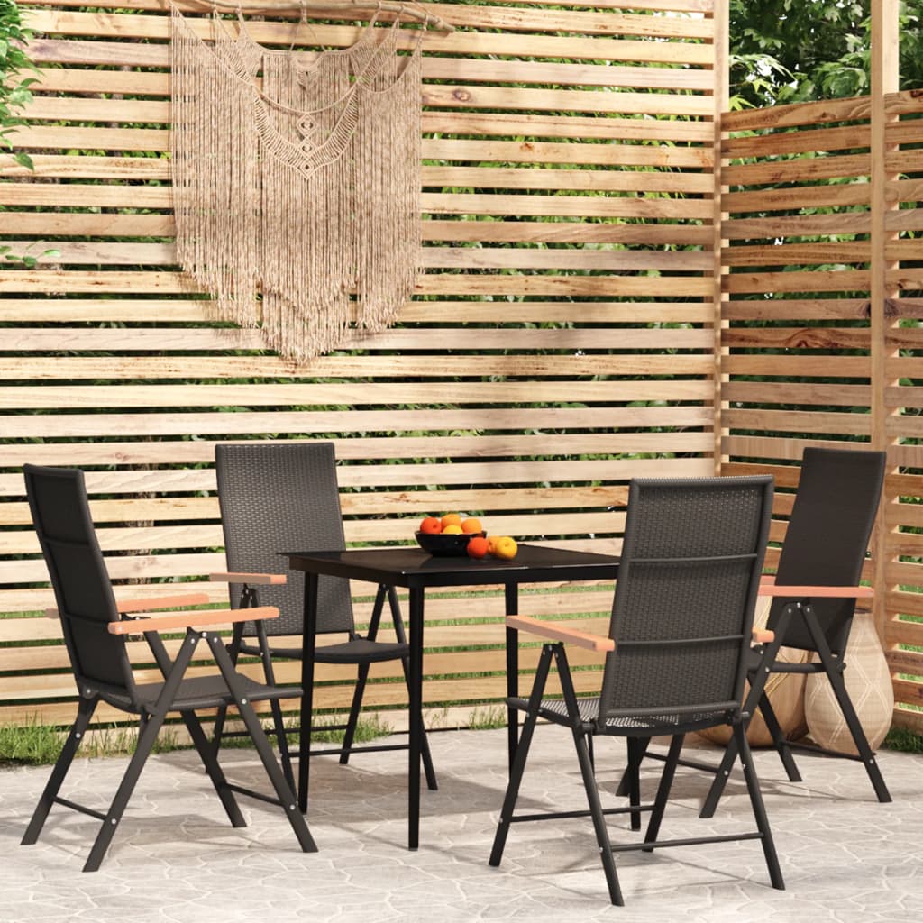 vidaXL Patio Dining Set Black Outdoor Furniture 3/5/7/9 Piece Multi Sizes-10