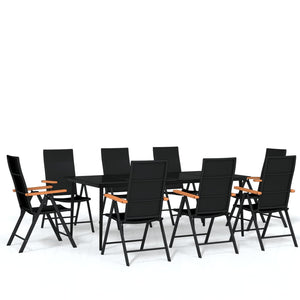 vidaXL Patio Dining Set Black Outdoor Furniture 3/5/7/9 Piece Multi Sizes-42