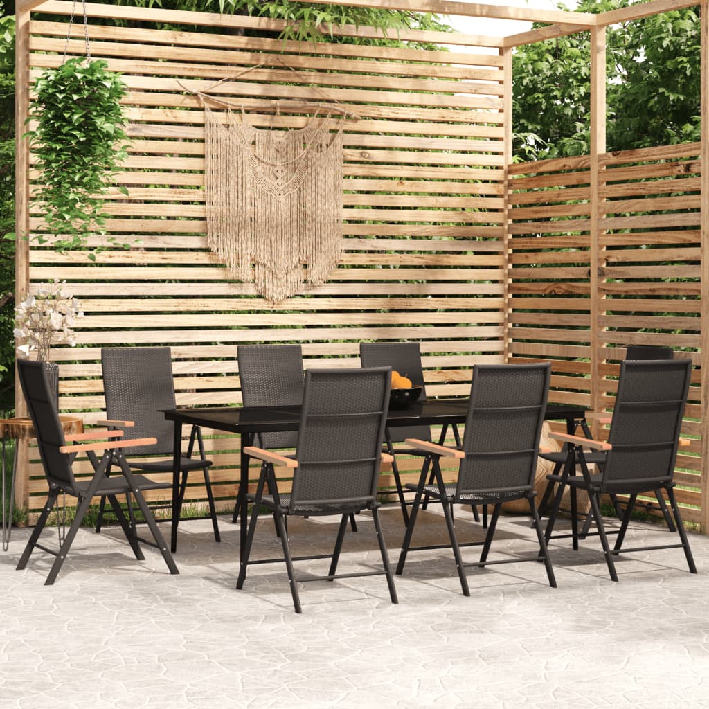 vidaXL Patio Dining Set Black Outdoor Furniture 3/5/7/9 Piece Multi Sizes-3