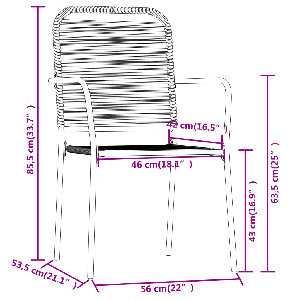 vidaXL Patio Dining Set Outdoor Dining Set Garden Table and Chair Set Black-41