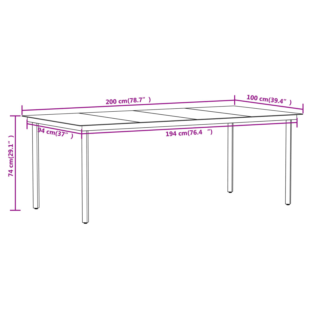 vidaXL Patio Dining Set Outdoor Dining Set Garden Table and Chair Set Black-48