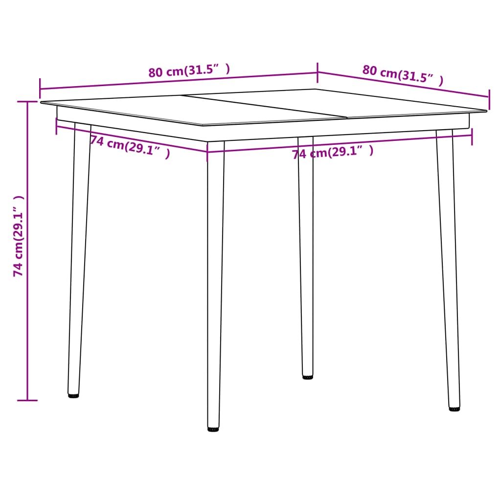 vidaXL Patio Dining Set Outdoor Dining Set Garden Table and Chair Set Black-36