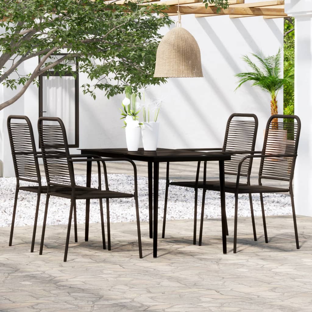 vidaXL Patio Dining Set Outdoor Dining Set Garden Table and Chair Set Black-35