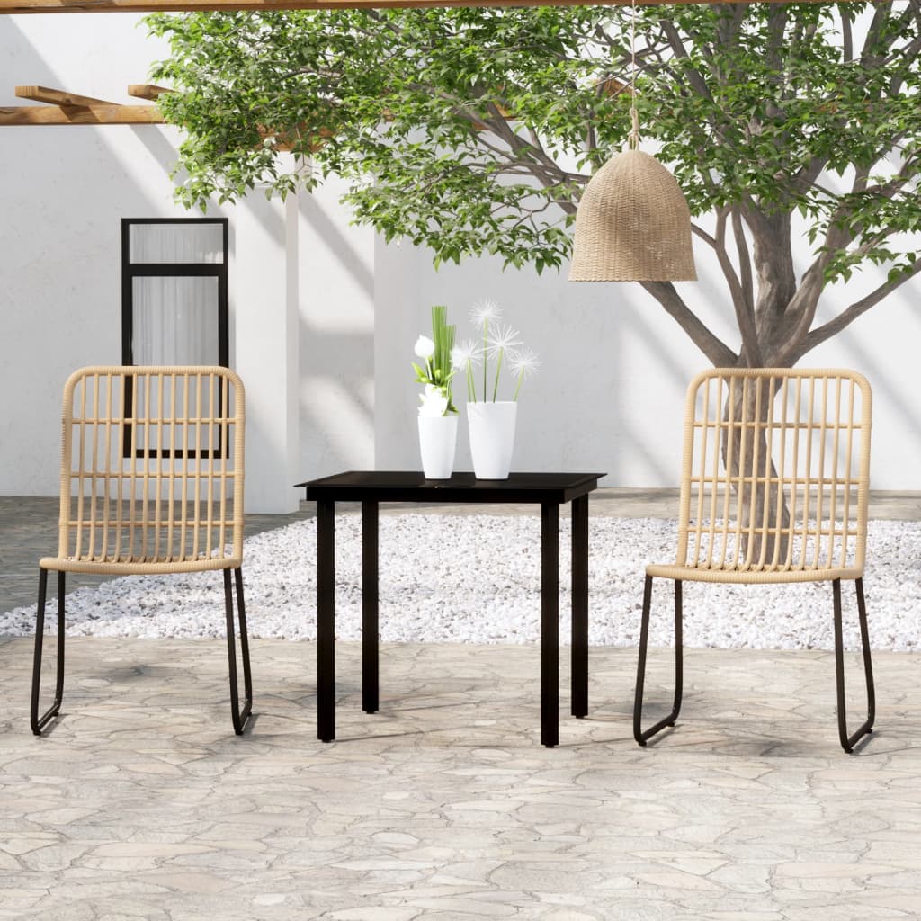 vidaXL Patio Dining Set Seat 3/5/7 Piece Black/Oak 31.5"/55.1" Table Length-4