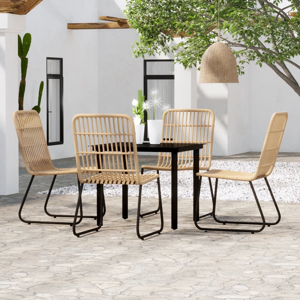 vidaXL Patio Dining Set Seat 3/5/7 Piece Black/Oak 31.5"/55.1" Table Length-19