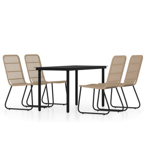 vidaXL Patio Dining Set Seat 3/5/7 Piece Black/Oak 31.5"/55.1" Table Length-21