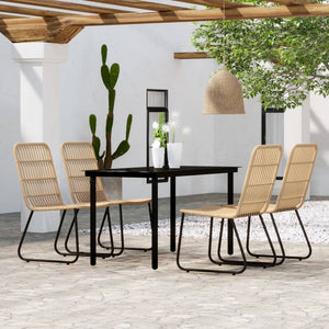 vidaXL Patio Dining Set Seat 3/5/7 Piece Black/Oak 31.5"/55.1" Table Length-23