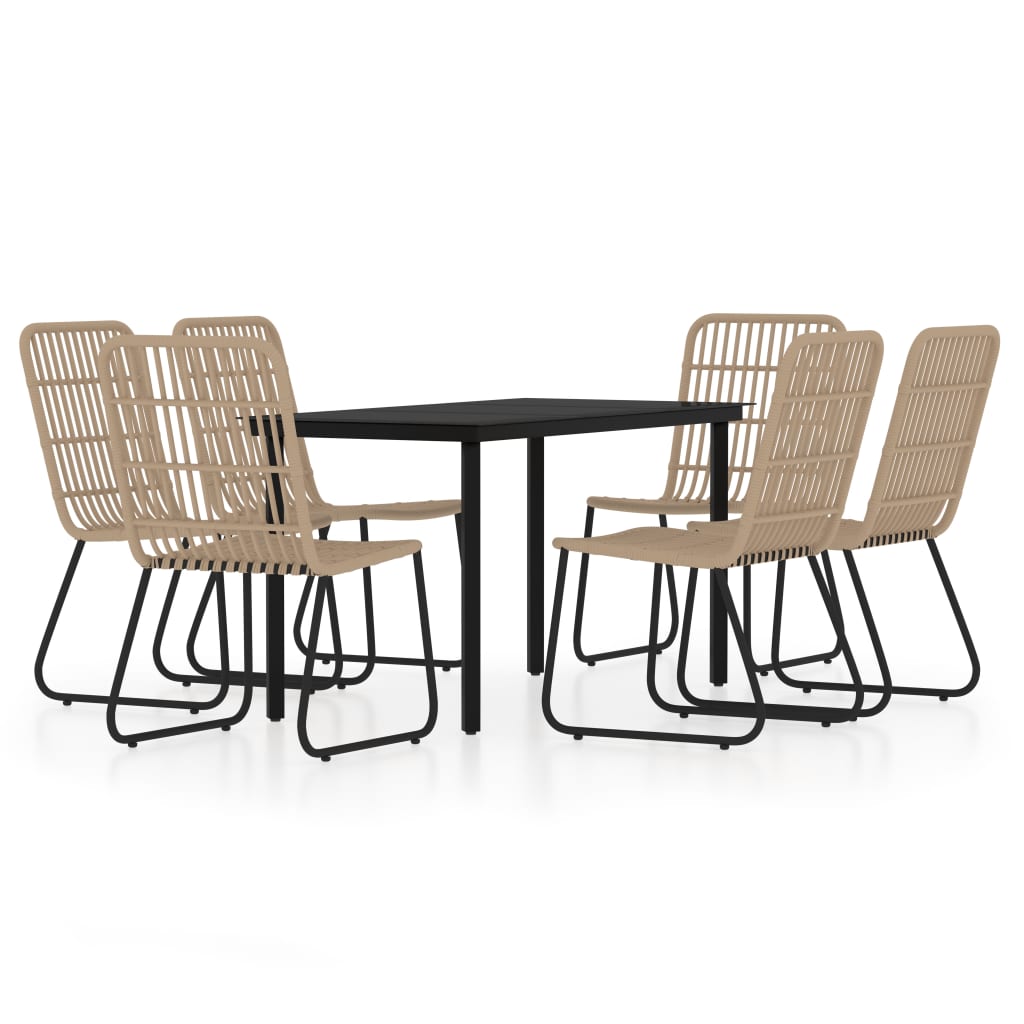 vidaXL Patio Dining Set Seat 3/5/7 Piece Black/Oak 31.5"/55.1" Table Length-7