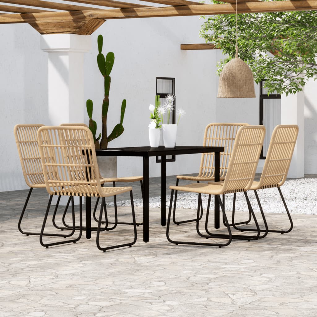 vidaXL Patio Dining Set Seat 3/5/7 Piece Black/Oak 31.5"/55.1" Table Length-10