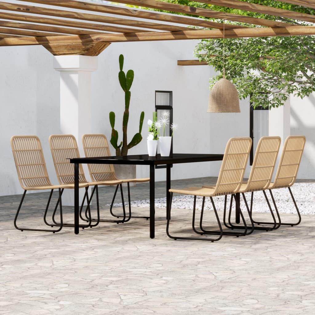 vidaXL Patio Dining Set Seat 3/5/7 Piece Black/Oak 31.5"/55.1" Table Length-15