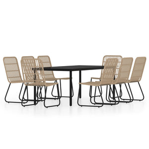 vidaXL Patio Dining Set Seat 3/5/7 Piece Black/Oak 31.5"/55.1" Table Length-9