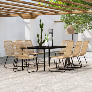 vidaXL Patio Dining Set Seat 3/5/7 Piece Black/Oak 31.5"/55.1" Table Length-13