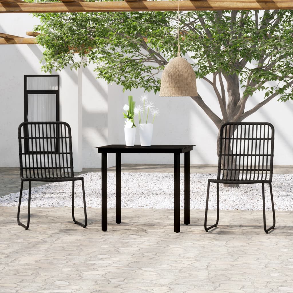 vidaXL Patio Dining Set Seat 3/5/7 Piece Black/Oak 31.5"/55.1" Table Length-22