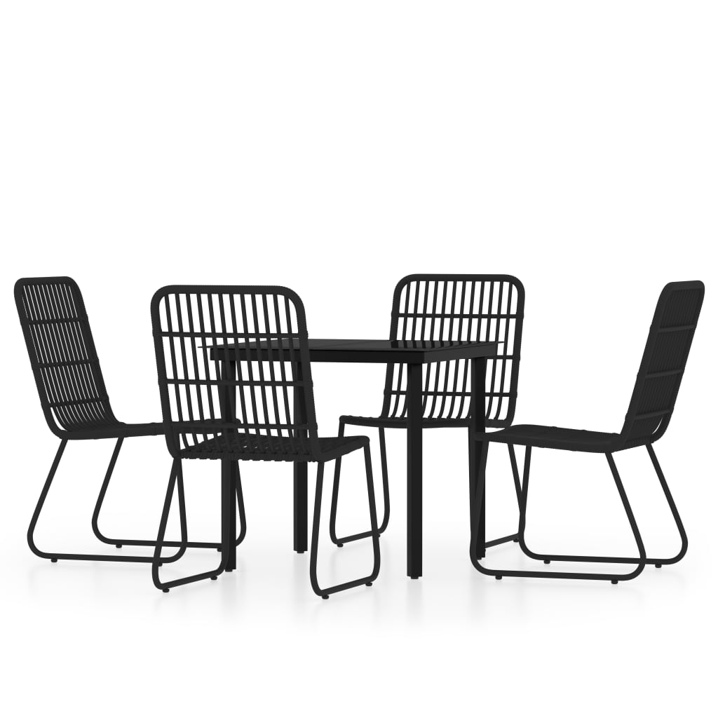 vidaXL Patio Dining Set Seat 3/5/7 Piece Black/Oak 31.5"/55.1" Table Length-3