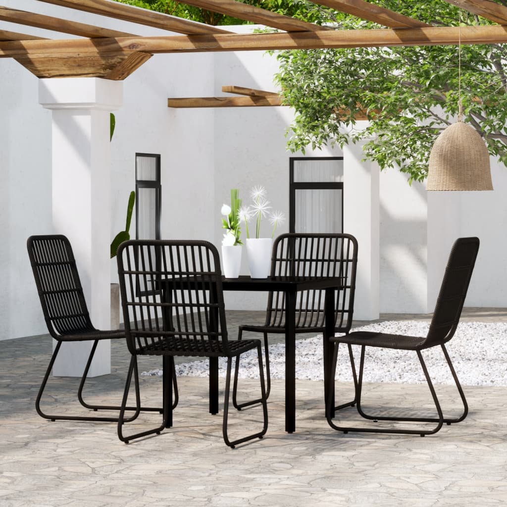 vidaXL Patio Dining Set Seat 3/5/7 Piece Black/Oak 31.5"/55.1" Table Length-6