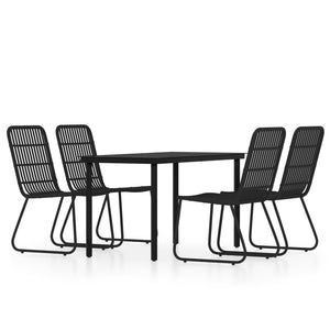 vidaXL Patio Dining Set Seat 3/5/7 Piece Black/Oak 31.5"/55.1" Table Length-2