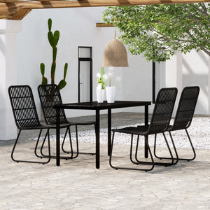 vidaXL Patio Dining Set Seat 3/5/7 Piece Black/Oak 31.5"/55.1" Table Length-8