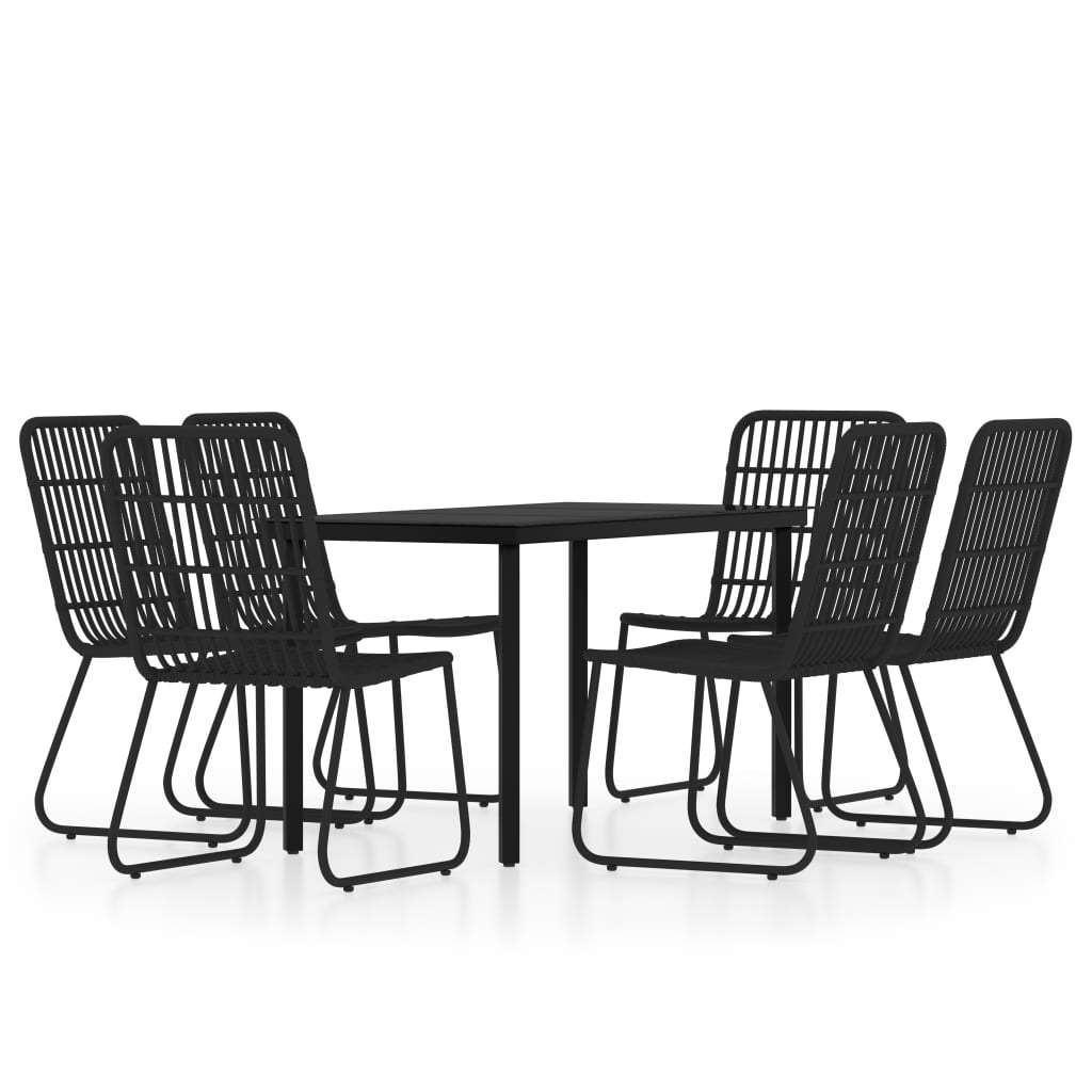 vidaXL Patio Dining Set Seat 3/5/7 Piece Black/Oak 31.5"/55.1" Table Length-11