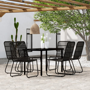 vidaXL Patio Dining Set Seat 3/5/7 Piece Black/Oak 31.5"/55.1" Table Length-14