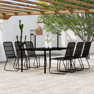 vidaXL Patio Dining Set Seat 3/5/7 Piece Black/Oak 31.5"/55.1" Table Length-18