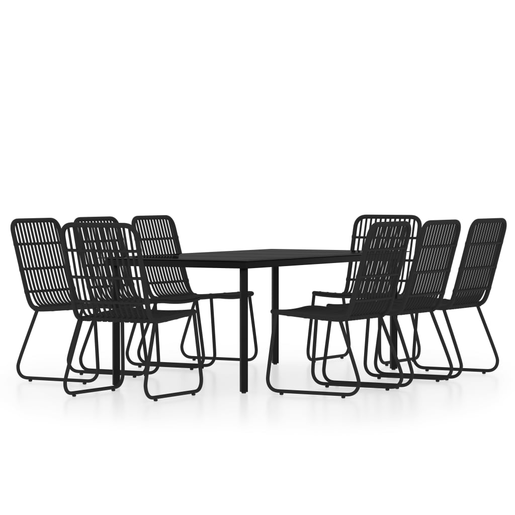 vidaXL Patio Dining Set Seat 3/5/7 Piece Black/Oak 31.5"/55.1" Table Length-24