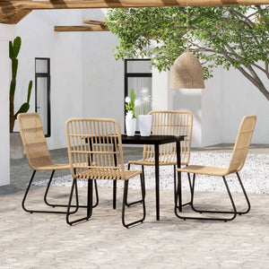 vidaXL Patio Dining Set Seat 3/5/7 Piece Black/Oak 31.5"/55.1" Table Length-14