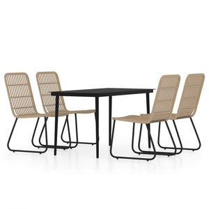 vidaXL Patio Dining Set Seat 3/5/7 Piece Black/Oak 31.5"/55.1" Table Length-7