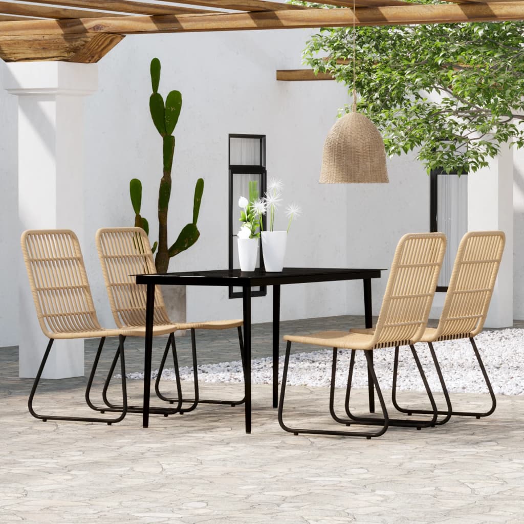 vidaXL Patio Dining Set Seat 3/5/7 Piece Black/Oak 31.5"/55.1" Table Length-10