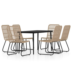 vidaXL Patio Dining Set Seat 3/5/7 Piece Black/Oak 31.5"/55.1" Table Length-24