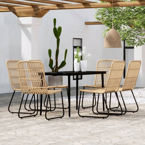 vidaXL Patio Dining Set Seat 3/5/7 Piece Black/Oak 31.5"/55.1" Table Length-2