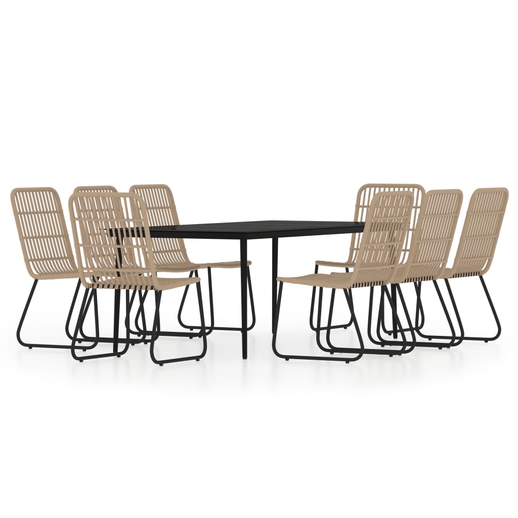 vidaXL Patio Dining Set Seat 3/5/7 Piece Black/Oak 31.5"/55.1" Table Length-8