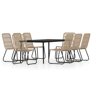 vidaXL Patio Dining Set Seat 3/5/7 Piece Black/Oak 31.5"/55.1" Table Length-8