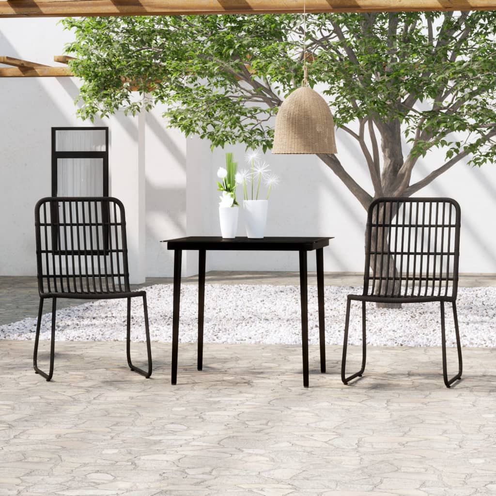 vidaXL Patio Dining Set Seat 3/5/7 Piece Black/Oak 31.5"/55.1" Table Length-11