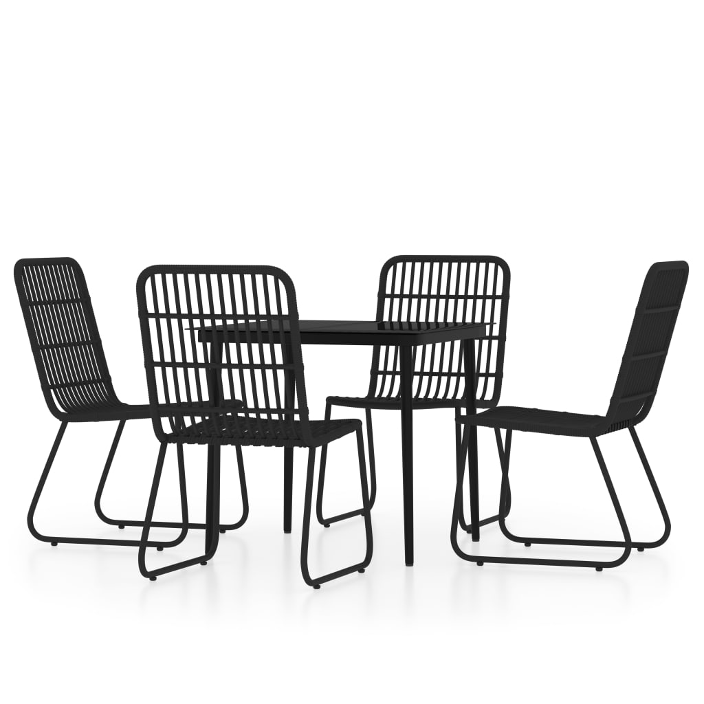 vidaXL Patio Dining Set Seat 3/5/7 Piece Black/Oak 31.5"/55.1" Table Length-0