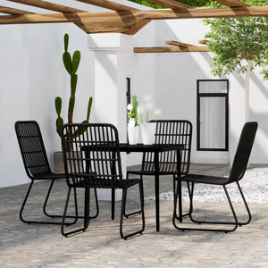 vidaXL Patio Dining Set Seat 3/5/7 Piece Black/Oak 31.5"/55.1" Table Length-6