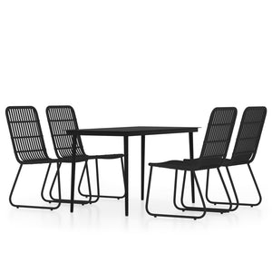 vidaXL Patio Dining Set Seat 3/5/7 Piece Black/Oak 31.5"/55.1" Table Length-17