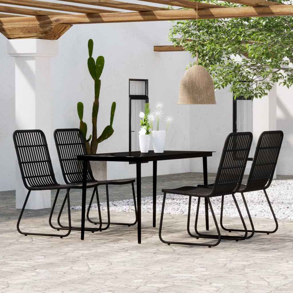 vidaXL Patio Dining Set Seat 3/5/7 Piece Black/Oak 31.5"/55.1" Table Length-19