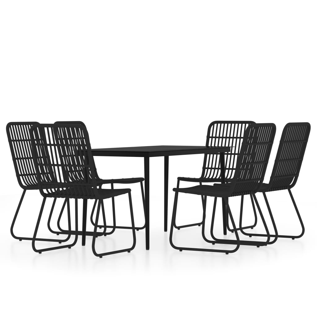 vidaXL Patio Dining Set Seat 3/5/7 Piece Black/Oak 31.5"/55.1" Table Length-12