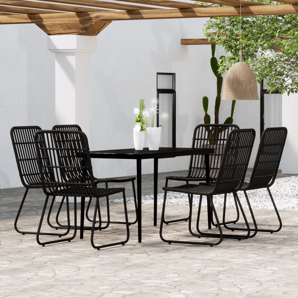 vidaXL Patio Dining Set Seat 3/5/7 Piece Black/Oak 31.5"/55.1" Table Length-15