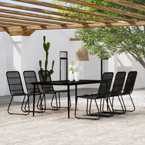 vidaXL Patio Dining Set Seat 3/5/7 Piece Black/Oak 31.5"/55.1" Table Length-4