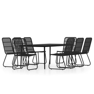 vidaXL Patio Dining Set Seat 3/5/7 Piece Black/Oak 31.5"/55.1" Table Length-21