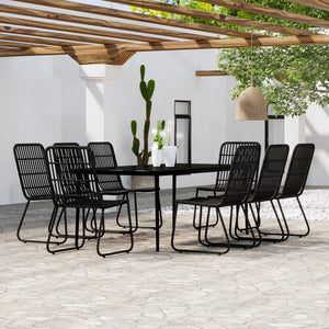 vidaXL Patio Dining Set Seat 3/5/7 Piece Black/Oak 31.5"/55.1" Table Length-23