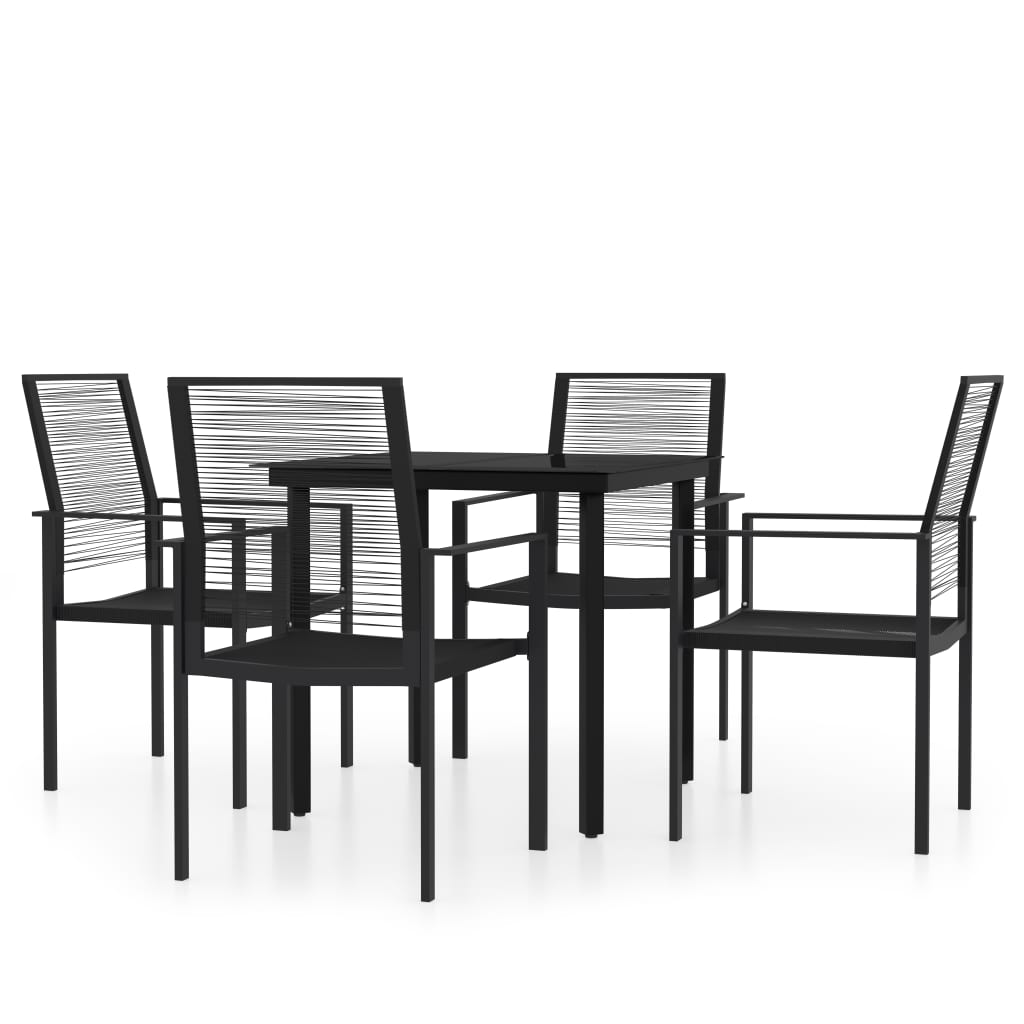 vidaXL Patio Dining Set Black Furniture 3/5/7 Piece 31.5"/55.1" Table Length-45