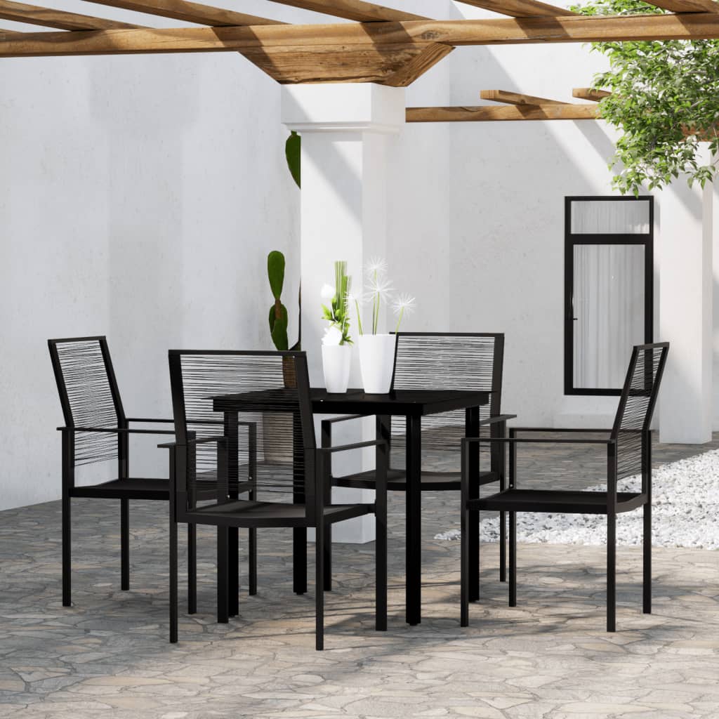 vidaXL Patio Dining Set Black Furniture 3/5/7 Piece 31.5"/55.1" Table Length-2