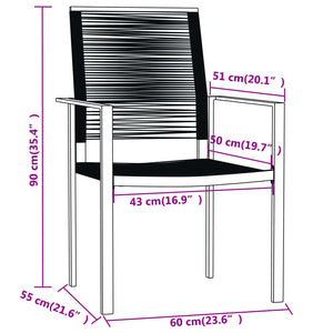 vidaXL Patio Dining Set Black Furniture 3/5/7 Piece 31.5"/55.1" Table Length-30