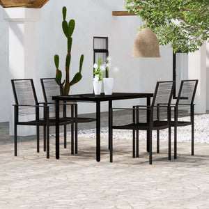 vidaXL Patio Dining Set Black Furniture 3/5/7 Piece 31.5"/55.1" Table Length-29