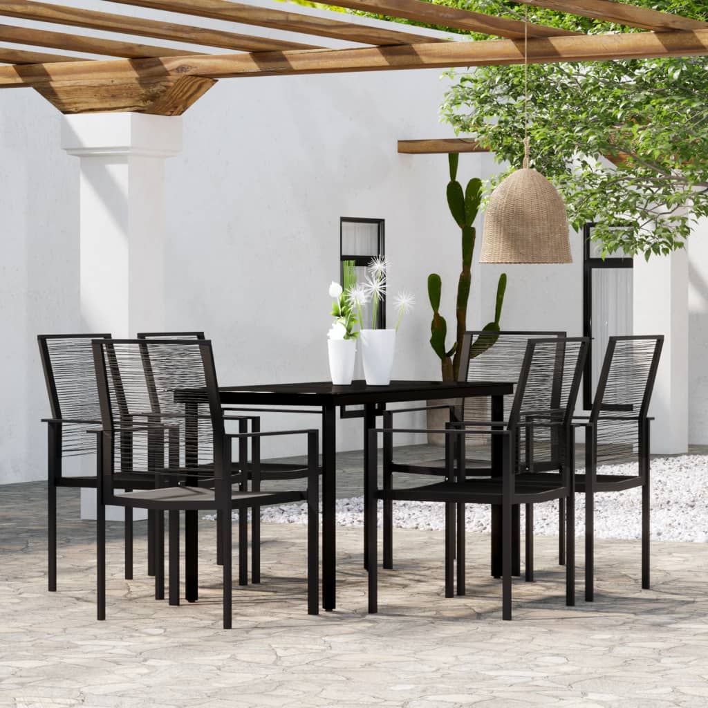 vidaXL Patio Dining Set Black Furniture 3/5/7 Piece 31.5"/55.1" Table Length-36