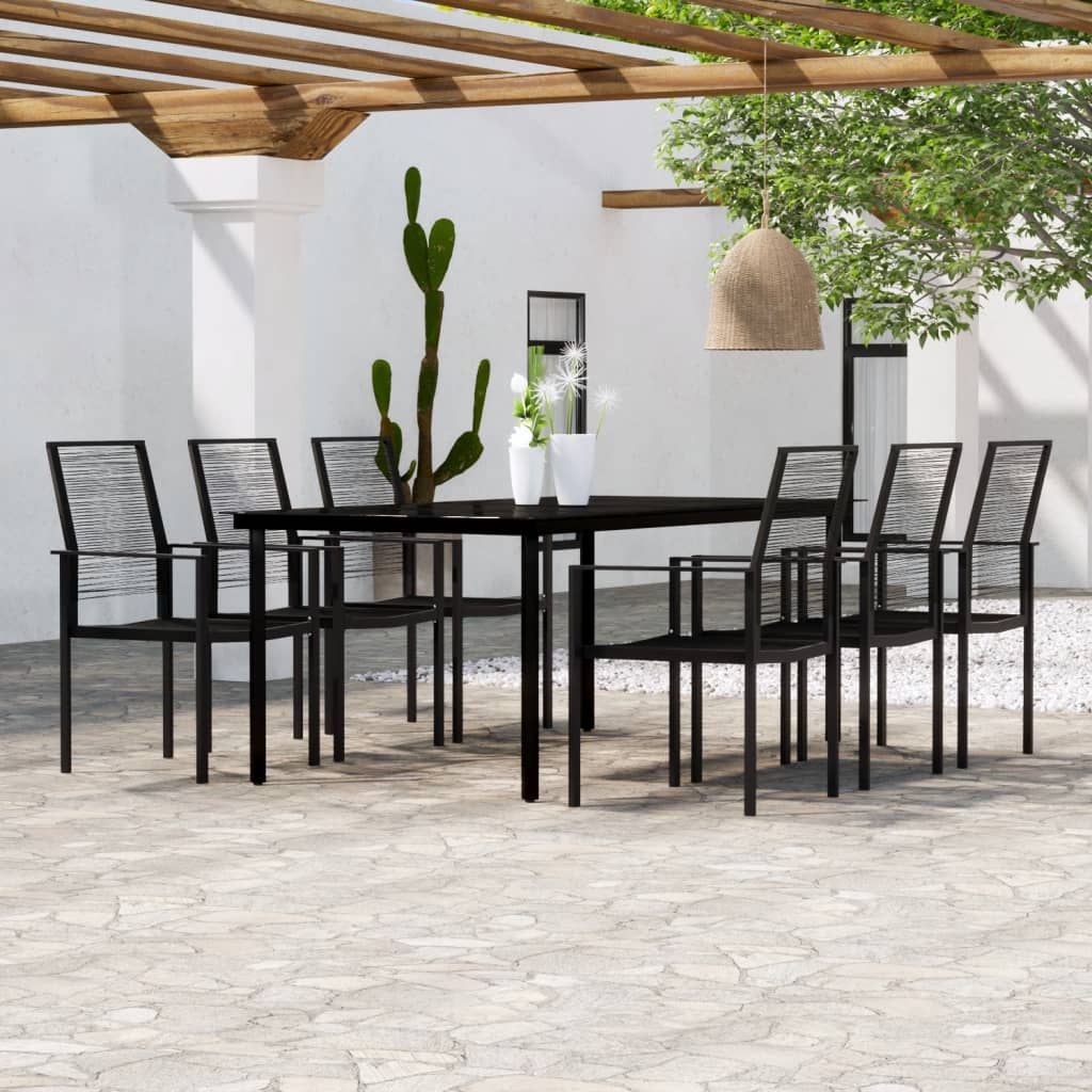 vidaXL Patio Dining Set Black Furniture 3/5/7 Piece 31.5"/55.1" Table Length-43