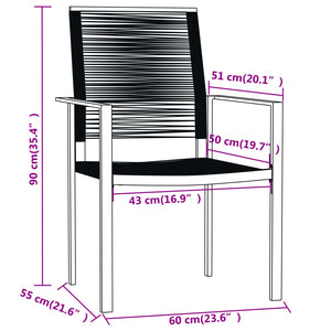 vidaXL Patio Dining Set Black Furniture 3/5/7 Piece 31.5"/55.1" Table Length-35