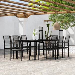 vidaXL Patio Dining Set Black Furniture 3/5/7 Piece 31.5"/55.1" Table Length-6